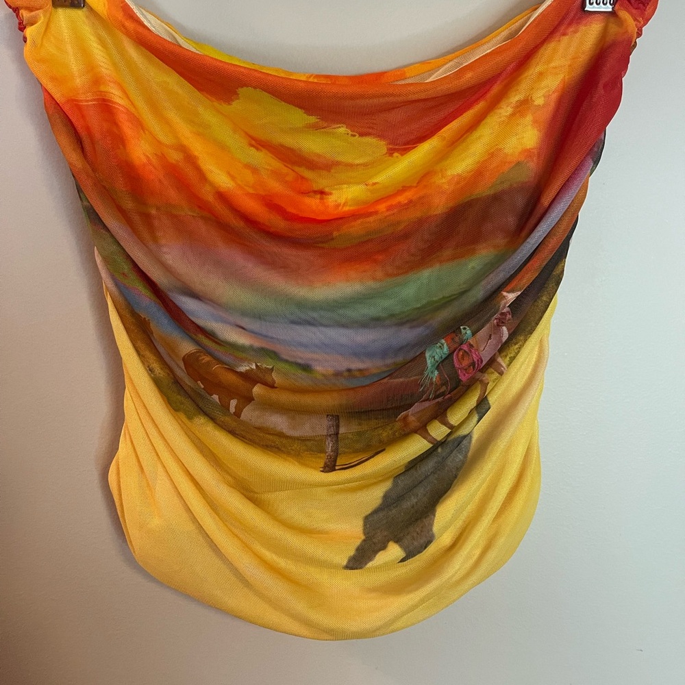 NWT Elsie & Fred rushed tube top novelty rawhide cowboy print size medium